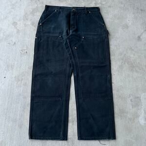 Vintage Y2K Carhartt black faded double knee work wear carpenter pants